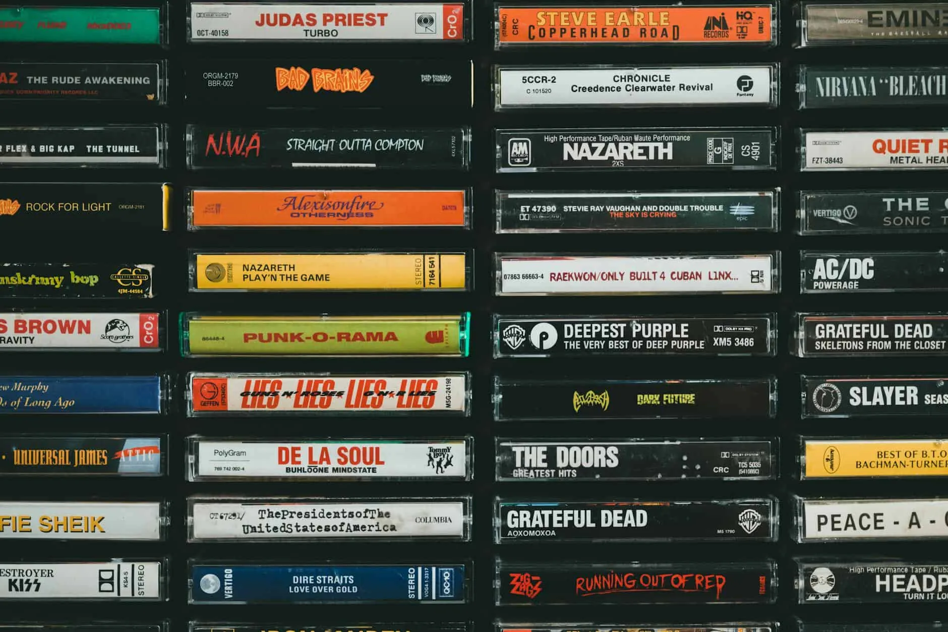 retro cassette records in stacks